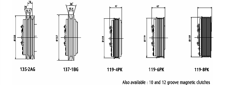 TM13, TM15, TM16 Magnetic Clutches